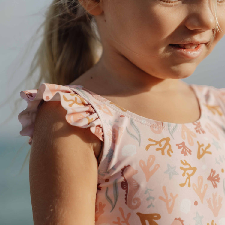 LITTLE DUTCH. Bathsuit ruffles Ocean Dreams Pink - 98/104