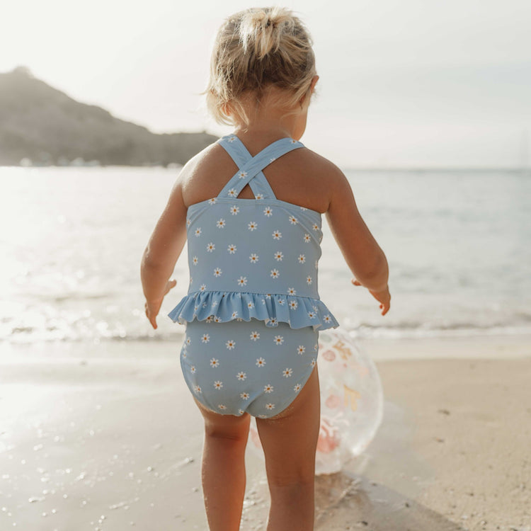 LITTLE DUTCH. Bathsuit volants Daisies Blue New - 98/104