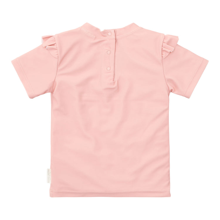 LITTLE DUTCH. Μπλουζάκι κοντομάνικο με βολάν με προστασία UV Seahorse Pink - No 98/104