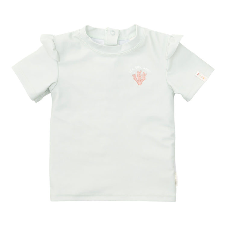 LITTLE DUTCH. Swim T-shirt short sleeves ruffles Sea Green - 74/80