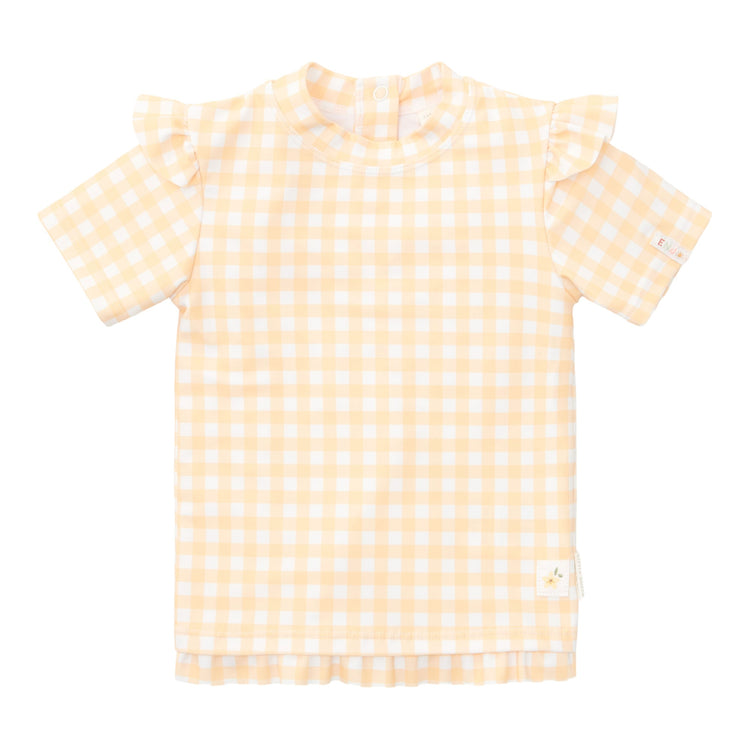 LITTLE DUTCH. Swim T-shirt short sleeves ruffles Sunshine Checks - 74/80