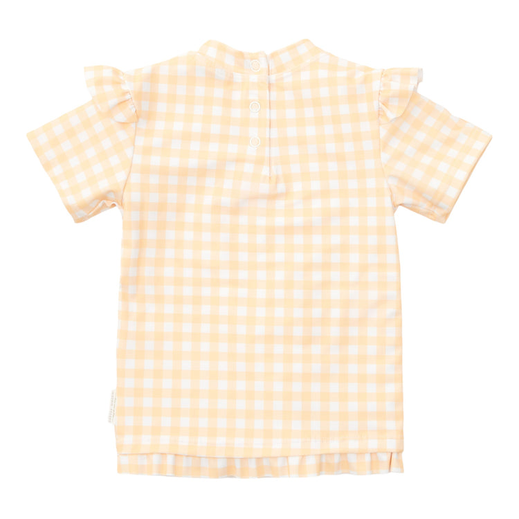LITTLE DUTCH. Swim T-shirt short sleeves ruffles Sunshine Checks - 98/104