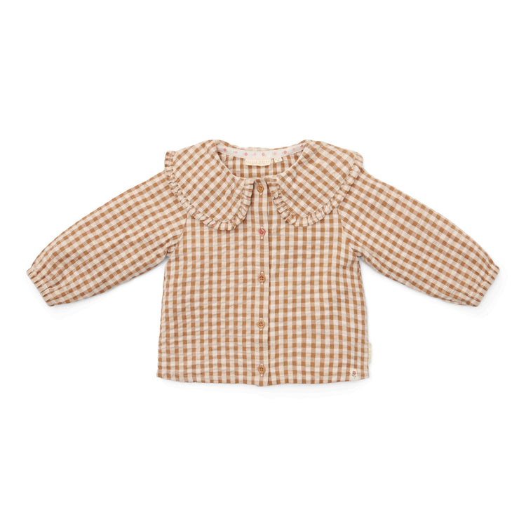 LITTLE DUTCH. Blouse Brown Check Girls