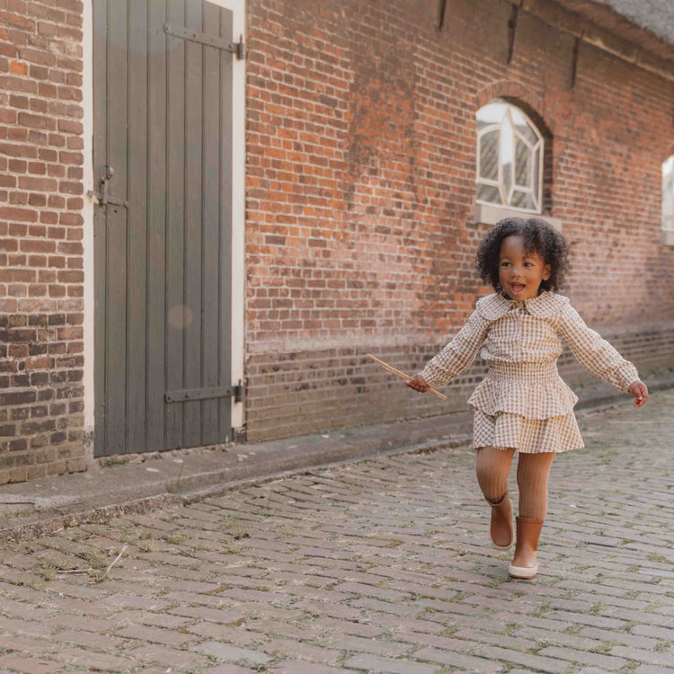 LITTLE DUTCH. Blouse Brown Check Girls