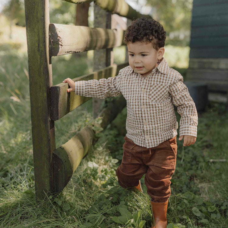 LITTLE DUTCH. Blouse Brown check boys - 92