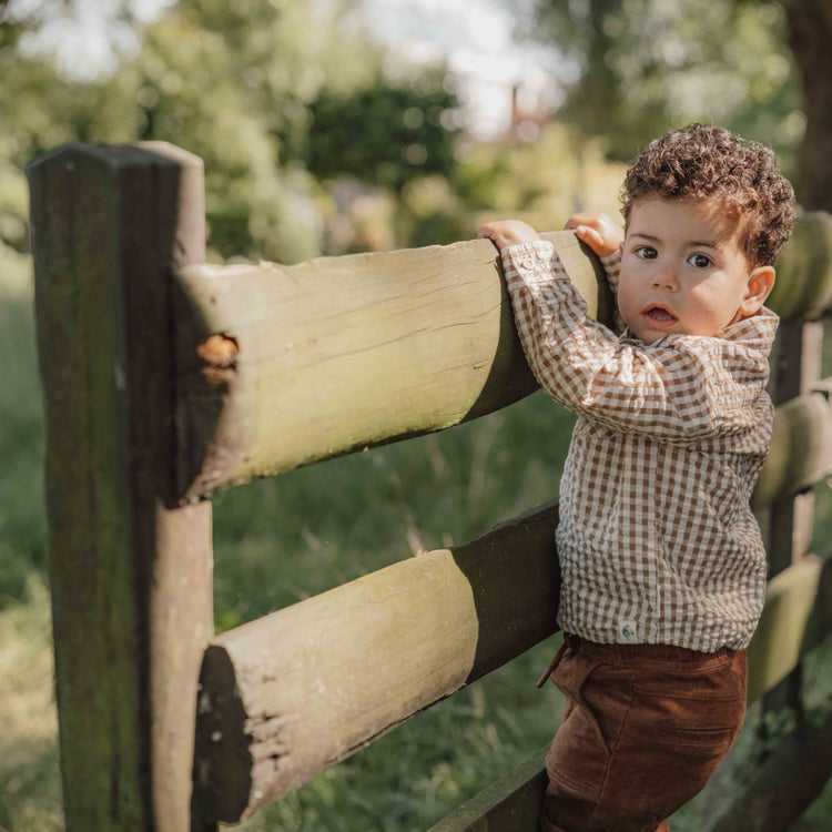 LITTLE DUTCH. Blouse Brown check boys - 92