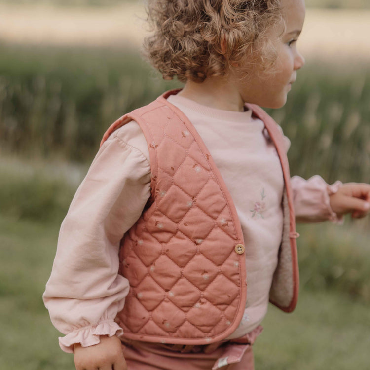 LITTLE DUTCH. Reversible waistcoat Sand / Warm Rose Blooming Flower