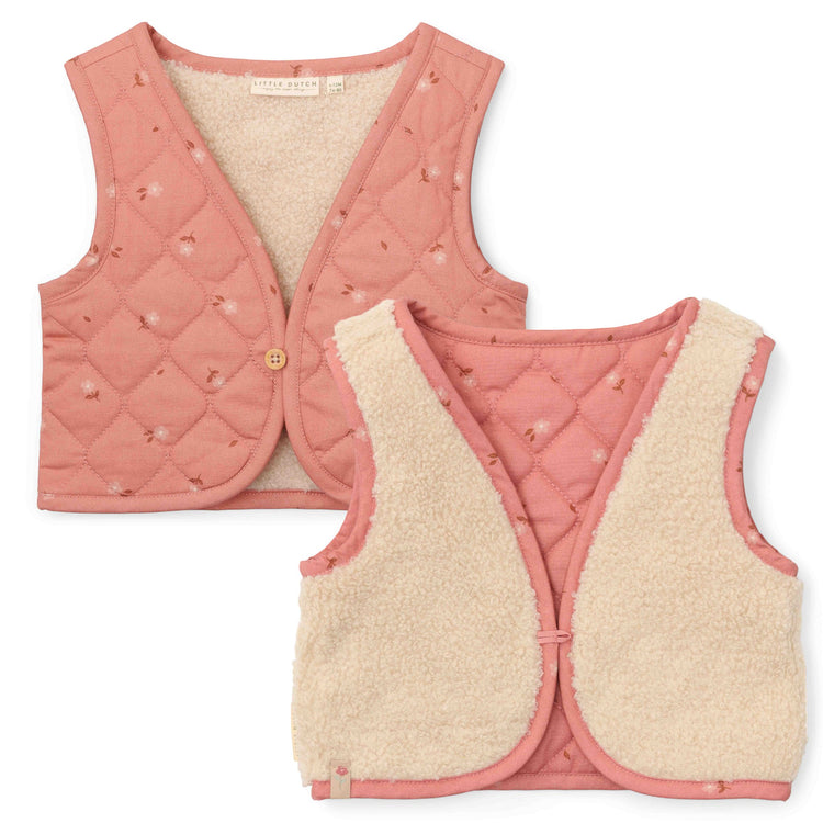 LITTLE DUTCH. Reversible waistcoat Sand / Warm Rose Blooming Flower