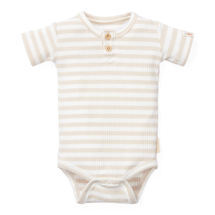 LITTLE DUTCH. Bodysuit short sleeves Stripe Sand/White - 68