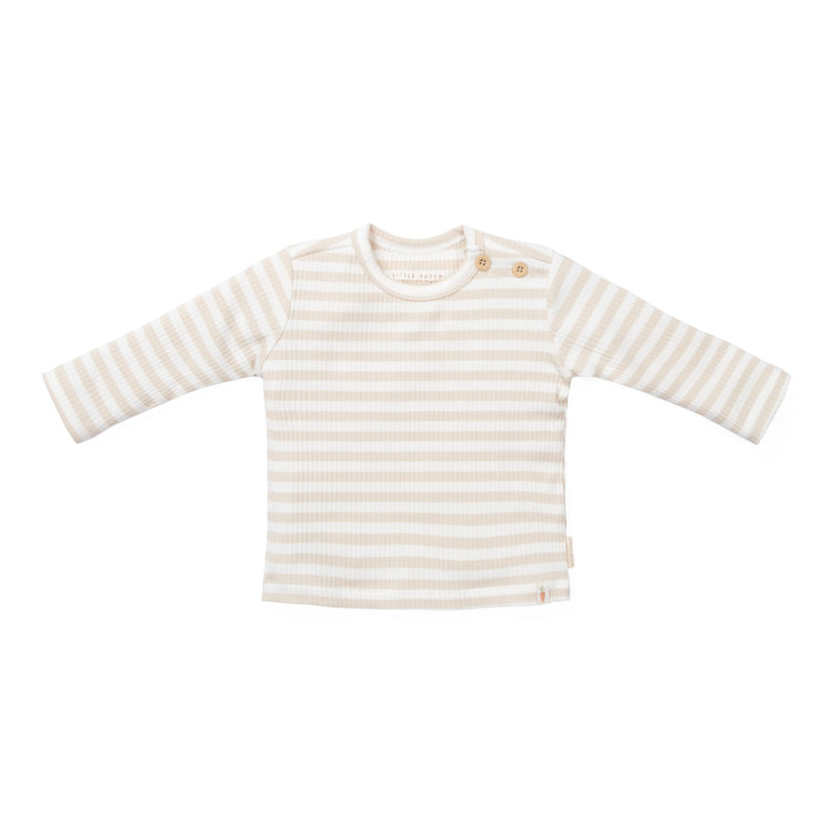 LITTLE DUTCH. Μπλουζάκι μακρυμάνικο Stripe Sand/White - Νο 56