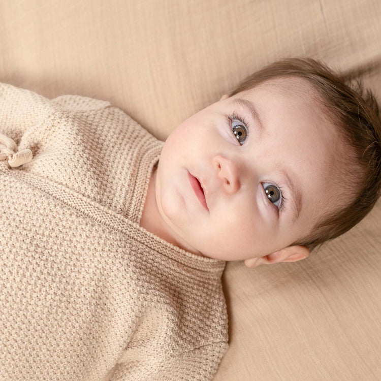 LITTLE DUTCH. Knitted one-piece wrap suit Sand - 68