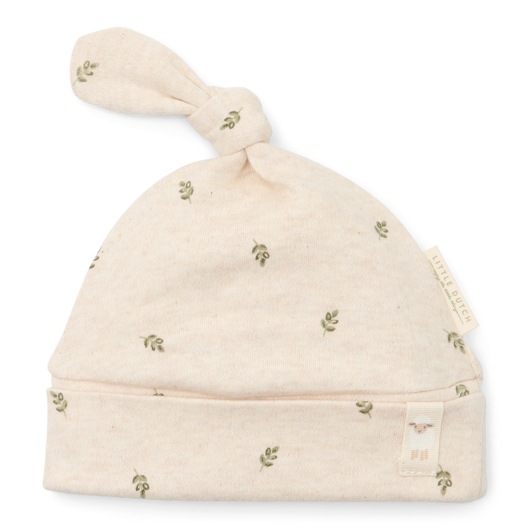 LITTLE DUTCH. Hat with button Green Leaves - Size 2 (3-6 months)