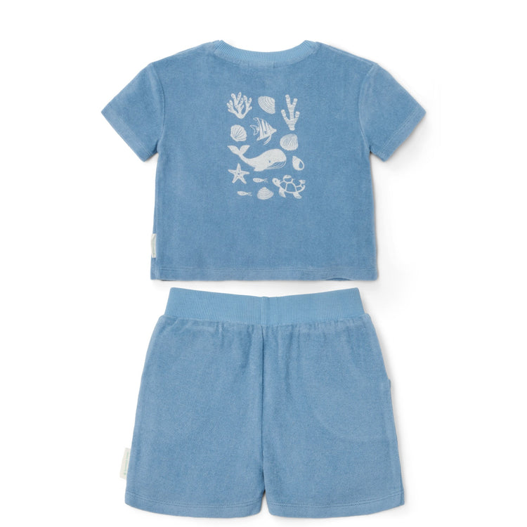 LITTLE DUTCH. T-shirt and Short Ocean Sea Life Ocean Blue