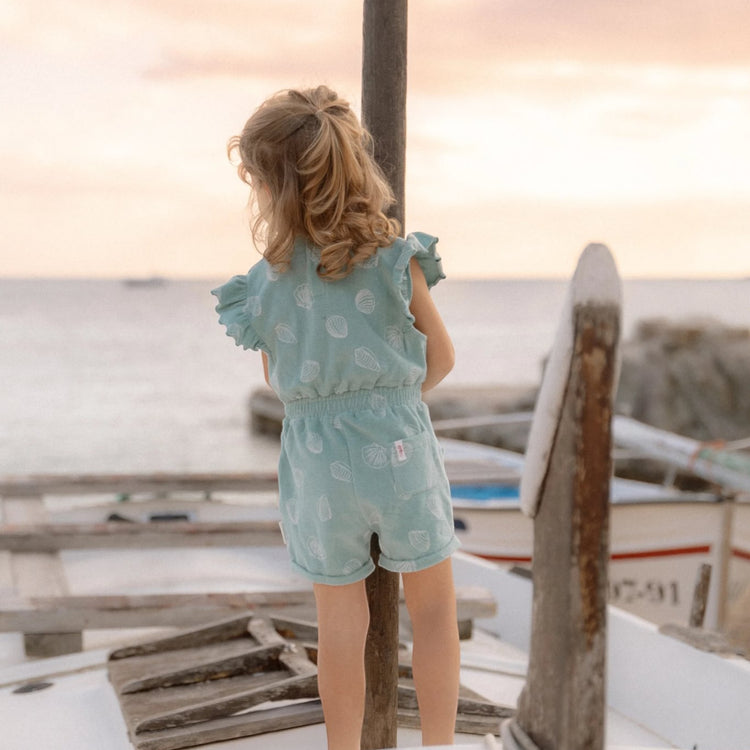 LITTLE DUTCH. Playsuit Ocean Treasures Surf Blue