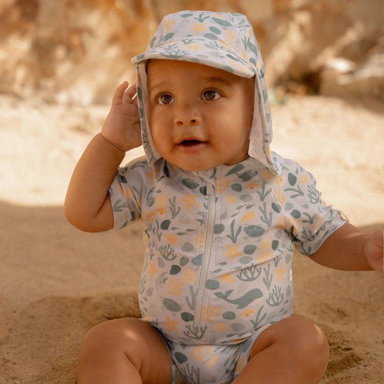 LITTLE DUTCH. Ολόσωμο κοντομάνικο μαγιό Seashells Multi-colour