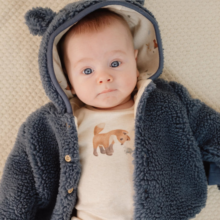 LITTLE DUTCH. Ζακέτα teddy Stone Blue - Νο 62