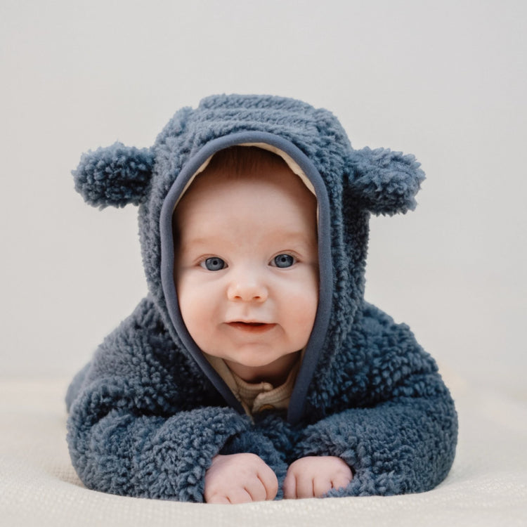 LITTLE DUTCH. Ολόσωμο φορμάκι εξόδου teddy Stone Blue