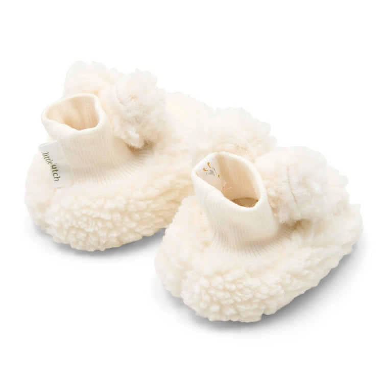 LITTLE DUTCH. Βρεφικά μποτάκια αγκαλιάς teddy Off White - Νο 2 (3-9 μηνών)