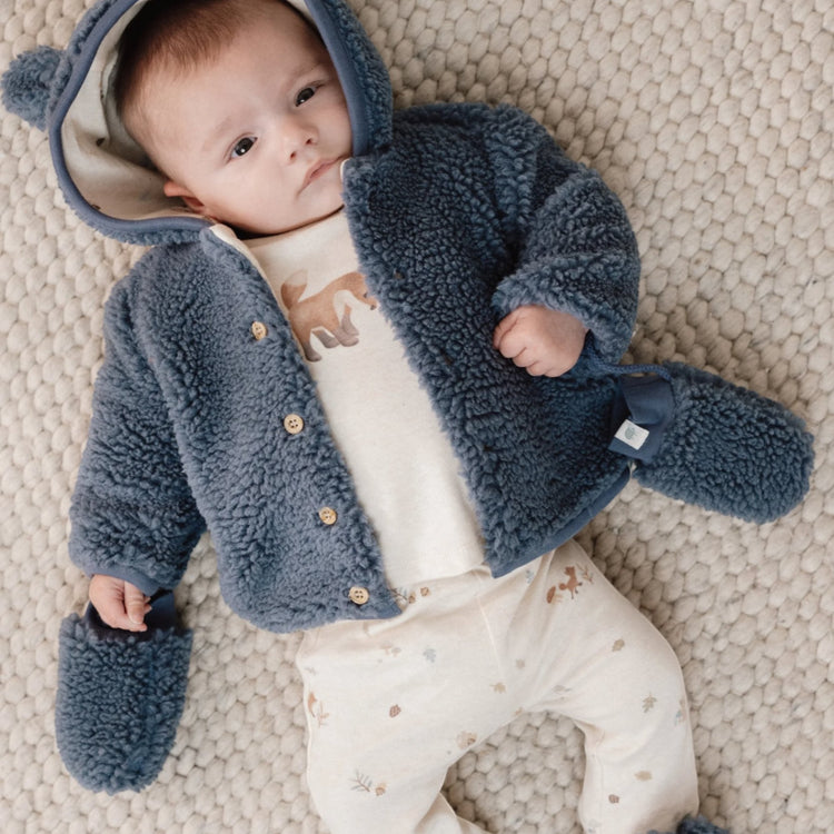 LITTLE DUTCH. Teddy booties Stone Blue