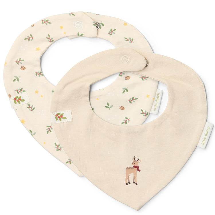 LITTLE DUTCH. 2-pack Bandana bib Little Christmas - One Size