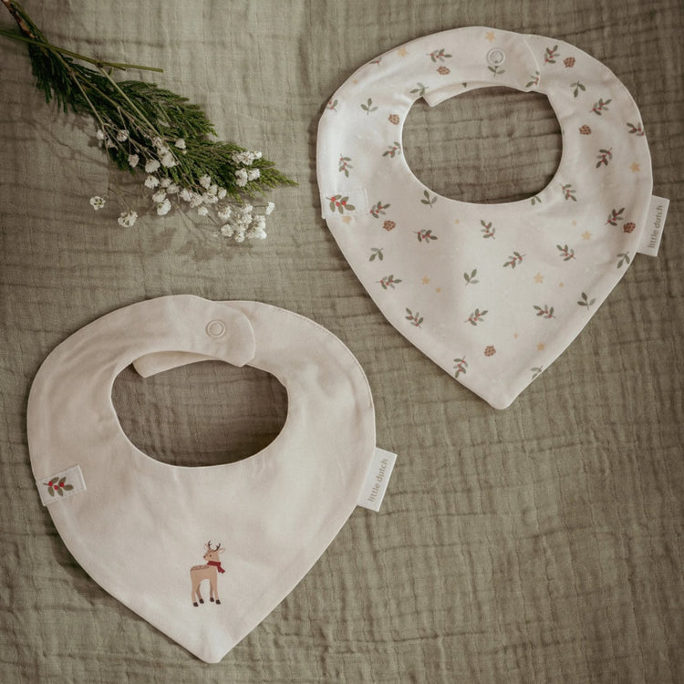 LITTLE DUTCH. 2-pack Bandana bib Little Christmas - One Size