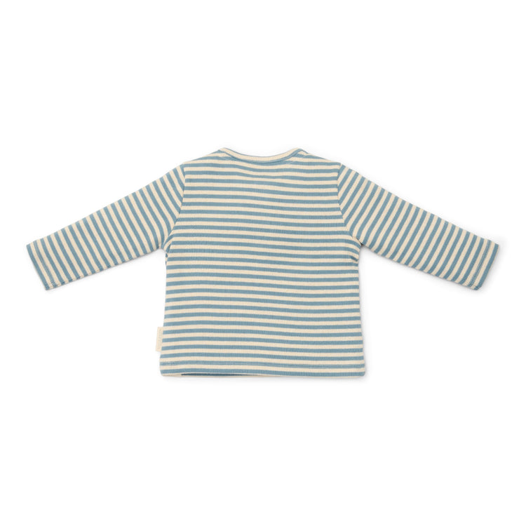 LITTLE DUTCH. Μπλουζάκι μακρυμάνικο με κουμπάκια Stone Blue Stripe