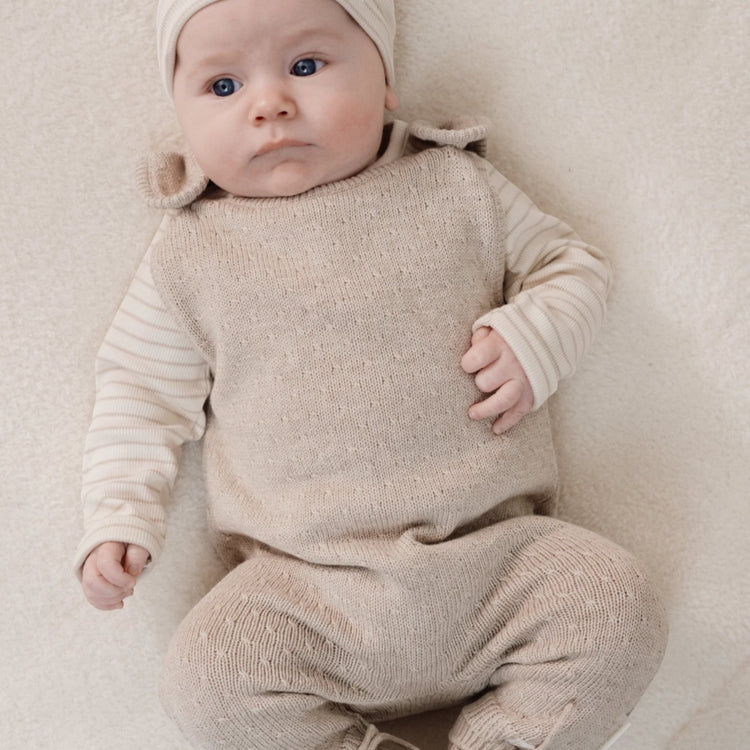 LITTLE DUTCH. Πλεκτό αμάνικο φορμάκι Soft Beige Melee