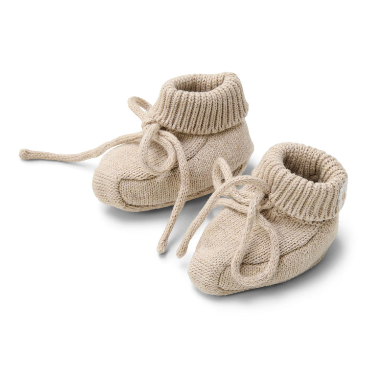 LITTLE DUTCH. Knitted booties Soft Beige Melee