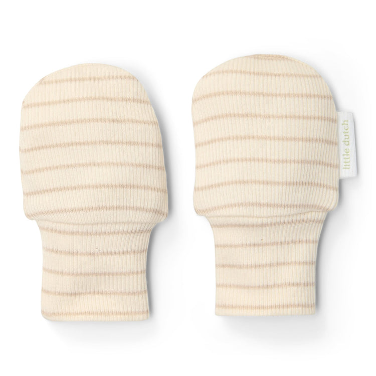 LITTLE DUTCH. Scratch mittens Soft Beige Stripe - One Size
