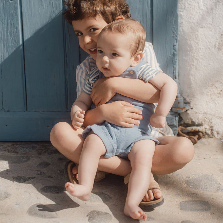 LITTLE DUTCH. Φορμάκι κοντομάνικο μπλε Stone Blue stripe