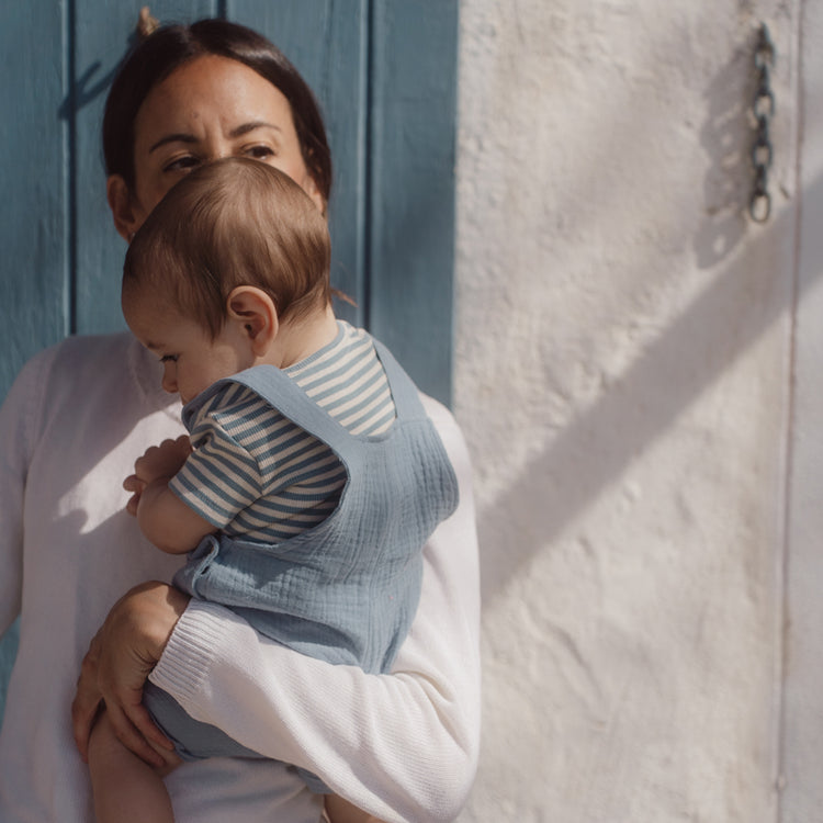 LITTLE DUTCH. Φορμάκι κοντομάνικο μπλε Stone Blue stripe