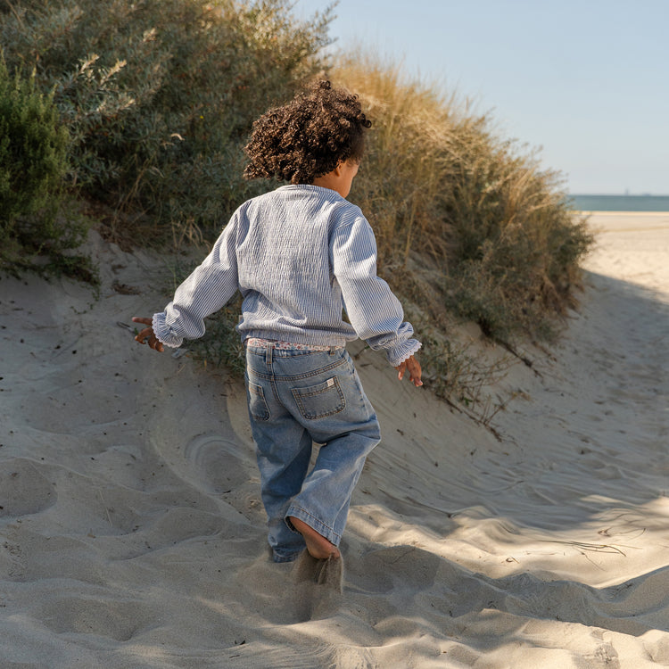 LITTLE DUTCH. T-shirt long sleeves Denim Blue stripe