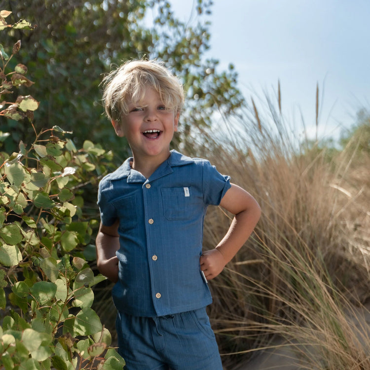 LITTLE DUTCH. Blouse short sleeves Indigo