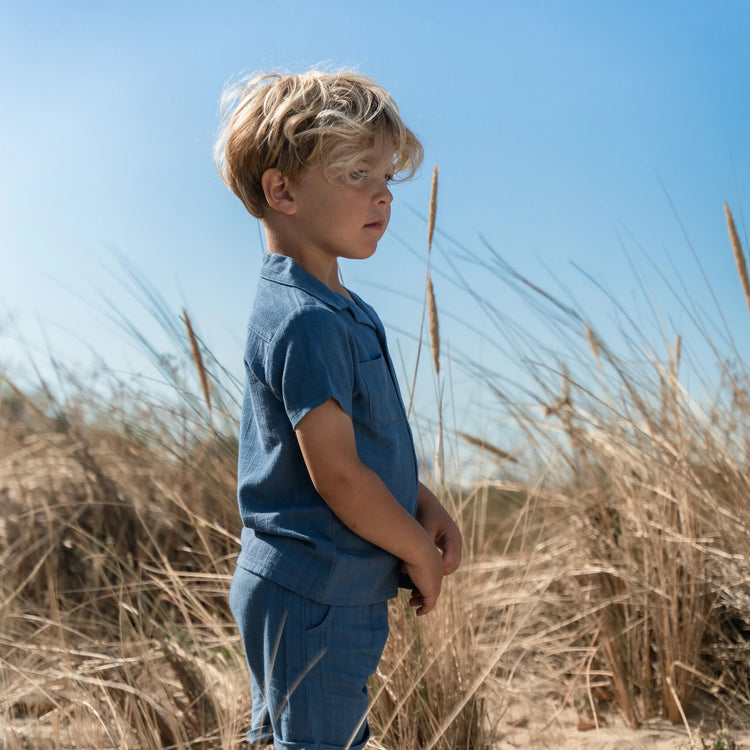 LITTLE DUTCH. Πουκάμισο κοντομάνικο Indigo