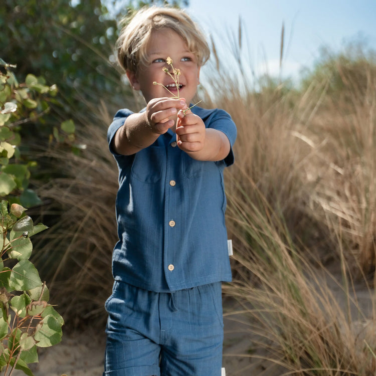 LITTLE DUTCH. Πουκάμισο κοντομάνικο Indigo