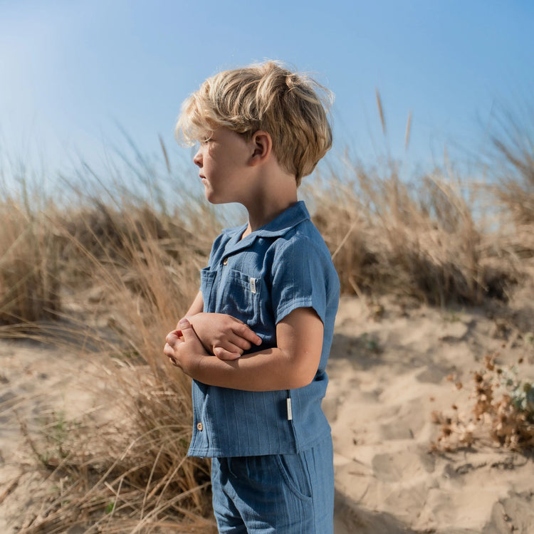 LITTLE DUTCH. Πουκάμισο κοντομάνικο Indigo