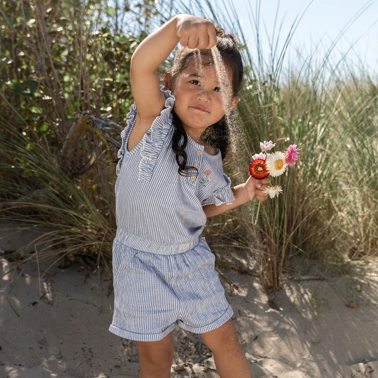 LITTLE DUTCH. Playsuit Denim Blue Stripe