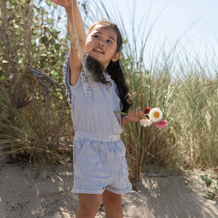 LITTLE DUTCH. Playsuit Denim Blue Stripe