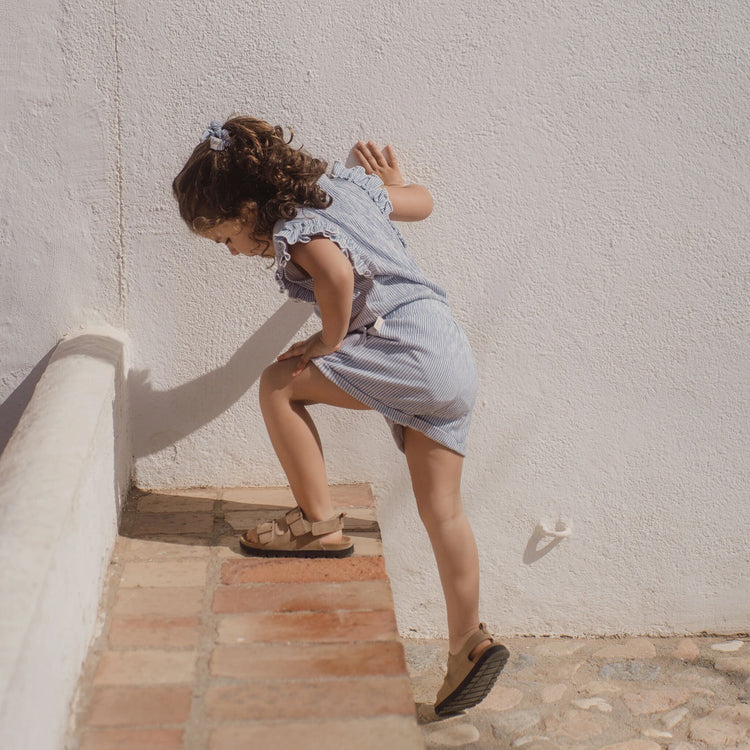 LITTLE DUTCH. Playsuit Denim Blue Stripe