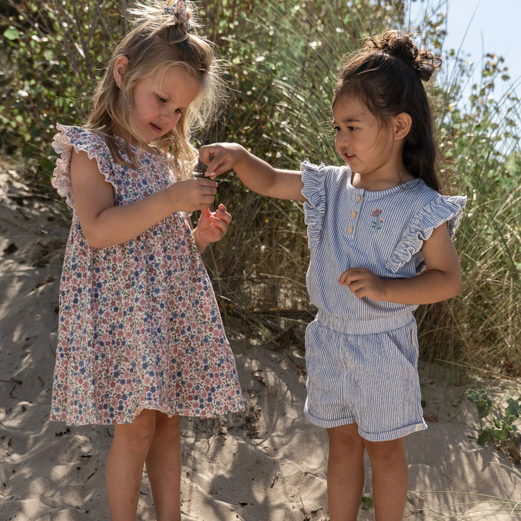 LITTLE DUTCH. Playsuit Denim Blue Stripe