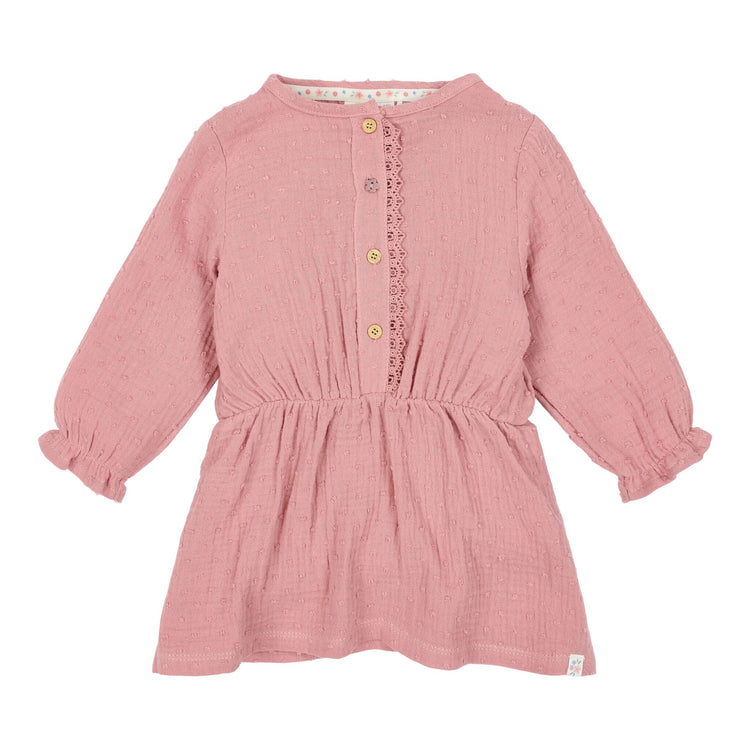 LITTLE DUTCH. Dress long sleeves Pink Blush