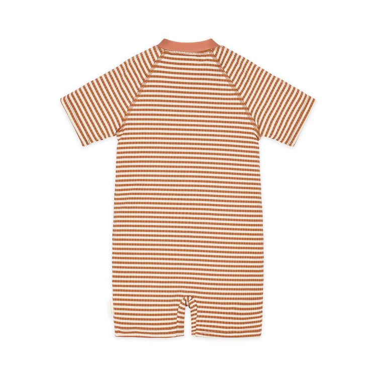 LITTLE DUTCH. Ολόσωμο κοντομάνικο μαγιό Ocean Brown Stripes