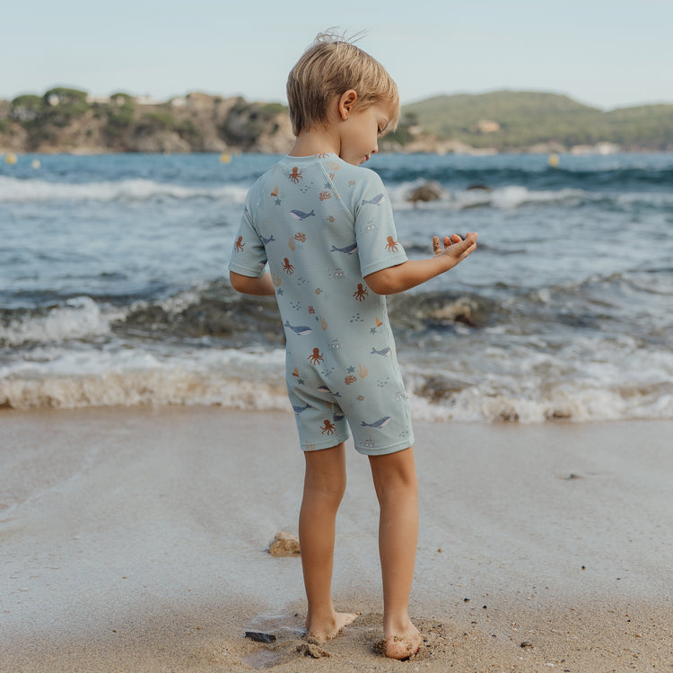 LITTLE DUTCH. Ολόσωμο κοντομάνικο μαγιό Ocean Friends