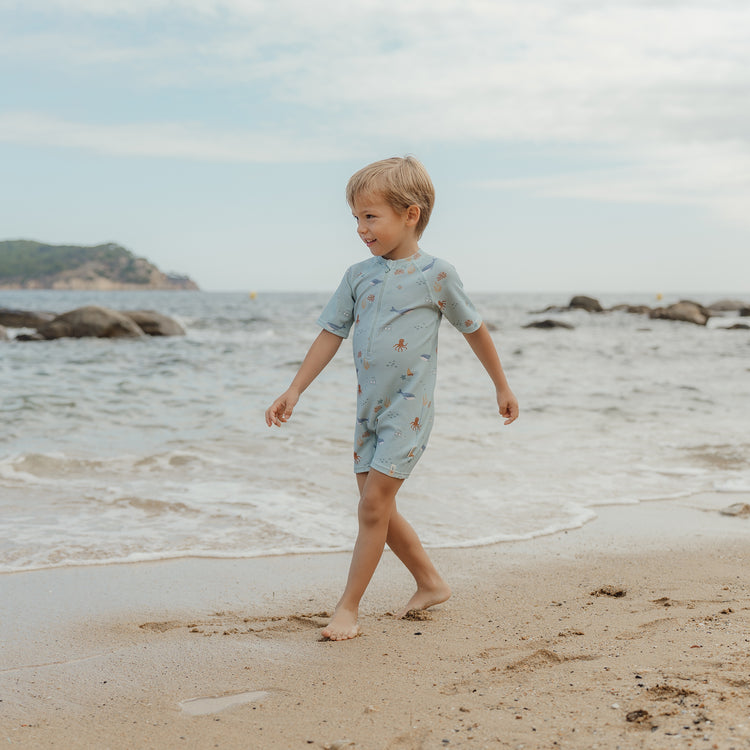 LITTLE DUTCH. Ολόσωμο κοντομάνικο μαγιό Ocean Friends