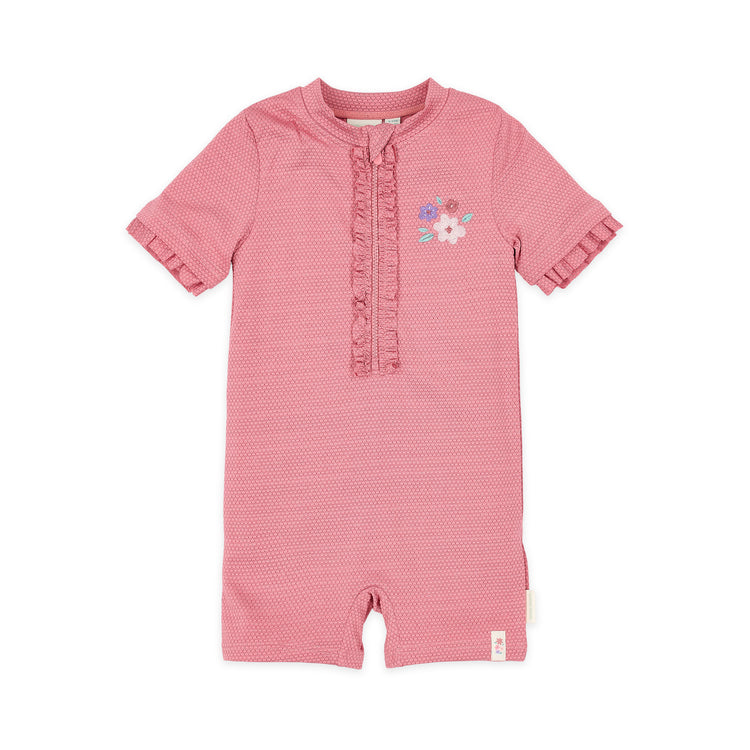 LITTLE DUTCH. Ολόσωμο κοντομάνικο μαγιό Dreamy Pink Sparkle