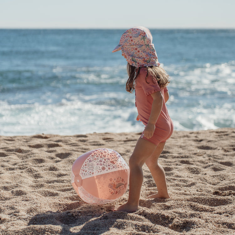 LITTLE DUTCH. Ολόσωμο κοντομάνικο μαγιό Dreamy Pink Sparkle