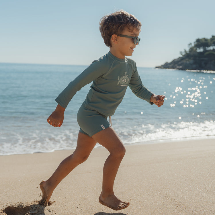 LITTLE DUTCH. Long Sleeve Swim Shirt Ocean Green