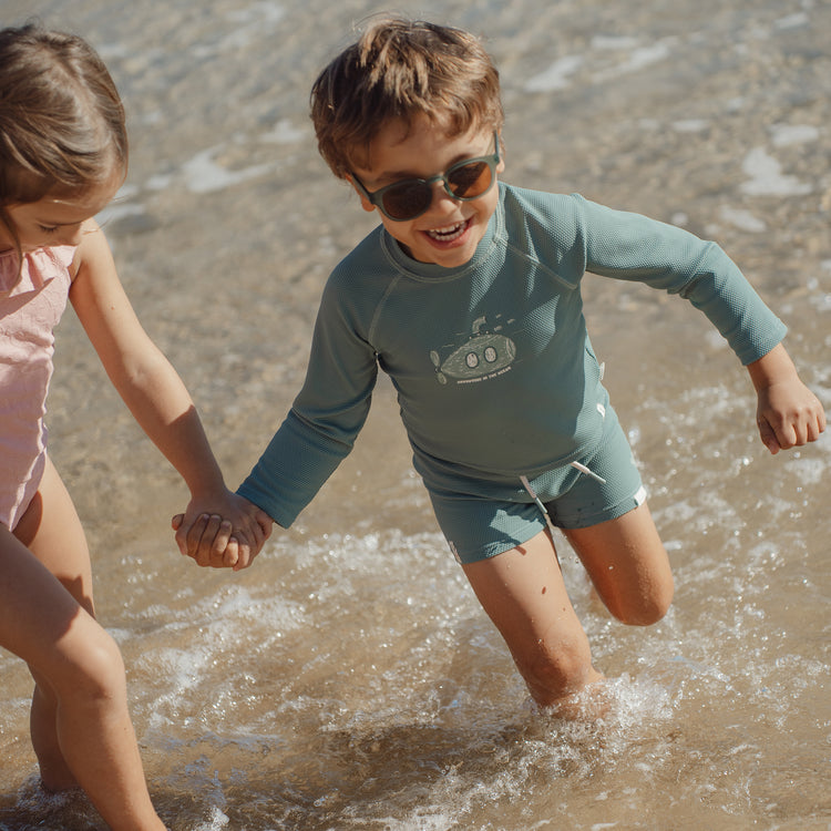 LITTLE DUTCH. Long Sleeve Swim Shirt Ocean Green