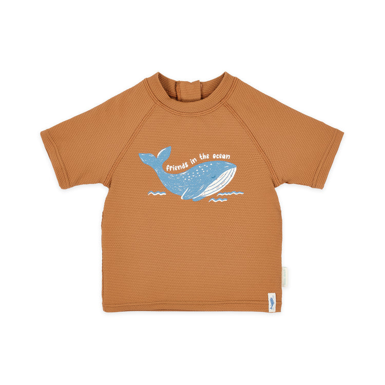 LITTLE DUTCH. Short Sleeve Swim Shirt Sunny Brown