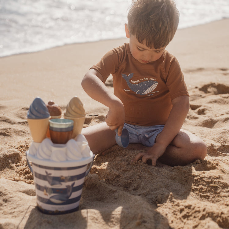 LITTLE DUTCH. Μπλουζάκι κοντομάνικο με προστασία UV Sunny Brown